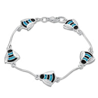 Bumblebee Sterling Silver Bracelet in Blue Enamel by Sheila Fleet Jewellery