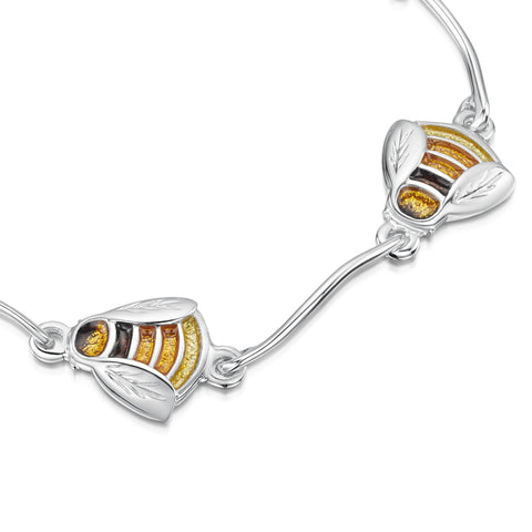 Great Yellow Bumblebee Enamel Bracelet in Sterling Silver by Sheila Fleet Jewellery
