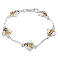 Great Yellow Bumblebee Enamel Bracelet in Sterling Silver by Sheila Fleet Jewellery