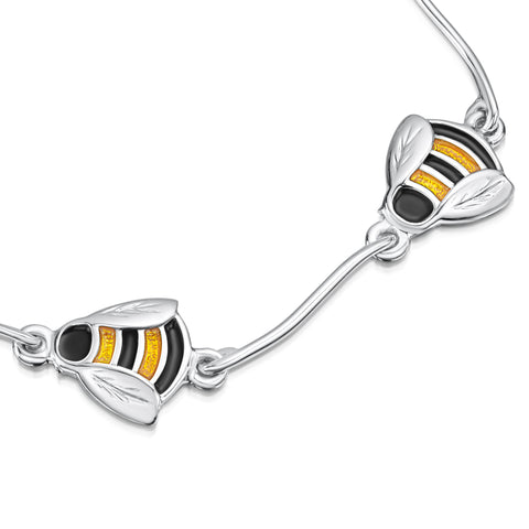 Bumblebee Enamel Bracelet in Sterling Silver by Sheila Fleet Jewellery.