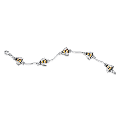 Bumblebee Enamel Bracelet in Sterling Silver by Sheila Fleet Jewellery.