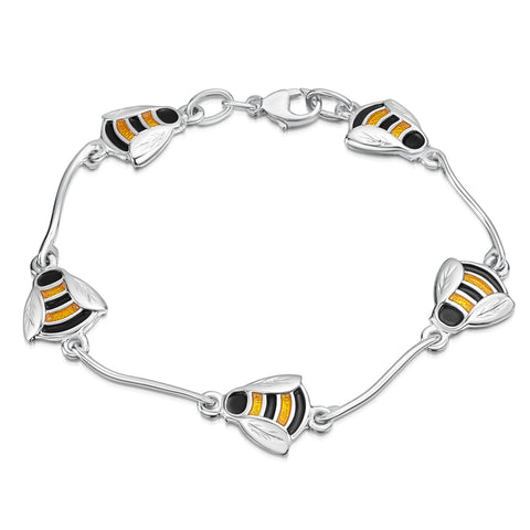 Bumblebee Enamel Bracelet in Sterling Silver by Sheila Fleet Jewellery.