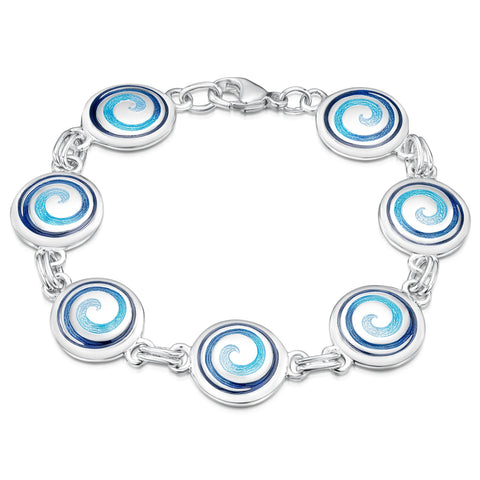 Surfbreaker Enamel Bracelet in Sterling Silver by Sheila Fleet Jewellery