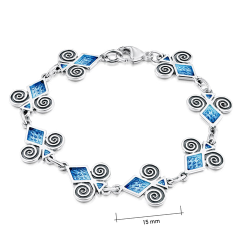 Skara Urn 8-link Enamel Bracelet in Sterling Silver