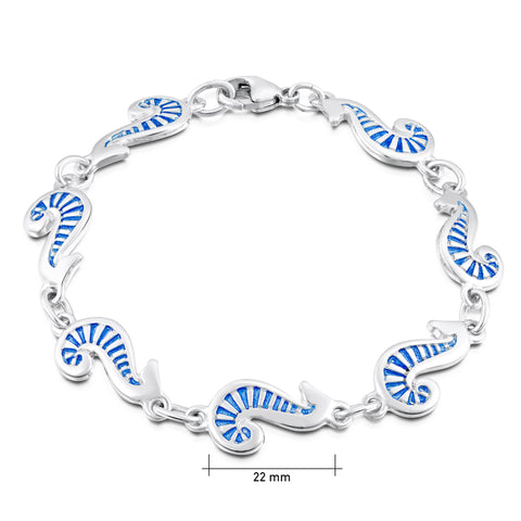 Pictish Seahorse Bracelet in Sapphire Enamel by Sheila Fleet Jewellery