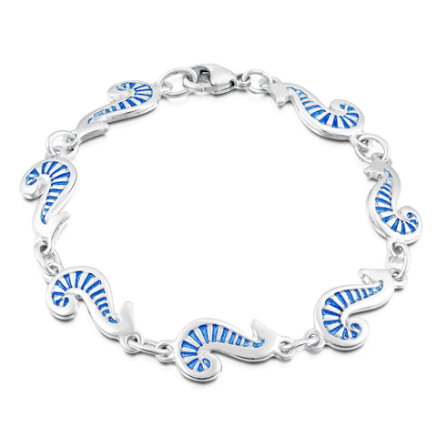 Pictish Seahorse Bracelet in Sapphire Enamel by Sheila Fleet Jewellery
