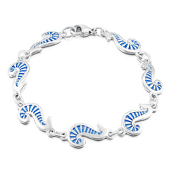 Pictish Seahorse Bracelet in Sapphire Enamel by Sheila Fleet Jewellery
