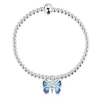 Holly Blue Butterfly Silver & Enamel Stretch Bracelet by Sheila Fleet Jewellery
