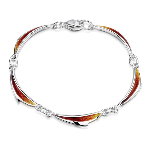 New Wave Sterling Silver Dress Bracelet in Flame Enamel by Sheila Fleet Jewellery