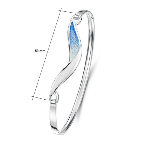 Flight Sterling Silver Hinged Bangle in Sky Enamel