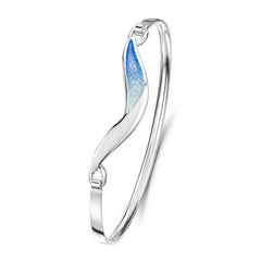 Flight Sterling Silver Hinged Bangle in Sky Enamel