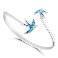 Swallows Sterling Silver Bangle in Summer Blue Enamel by Sheila Fleet Jewellery