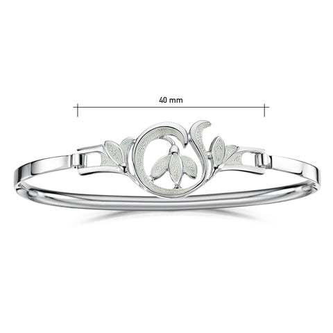 Snowdrop Sterling Silver Bangle in Crystal Enamel