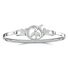 Snowdrop Sterling Silver Bangle in Crystal Enamel by Sheila Fleet Jewellery