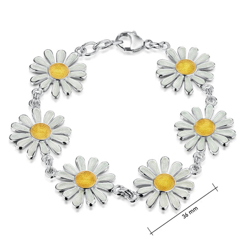 Daisies at Dawn 6-flower Enamel Dress Bracelet by Sheila Fleet Jewellery