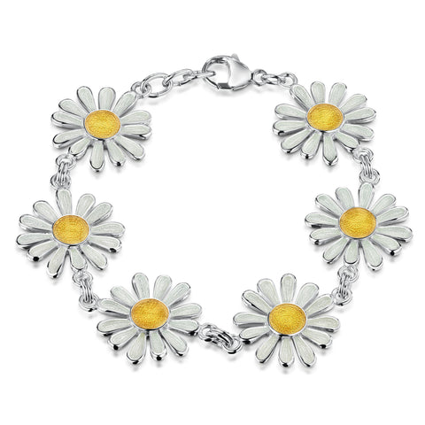 Daisies at Dawn 6-flower Enamel Dress Bracelet by Sheila Fleet Jewellery