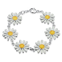 Daisies at Dawn 6-flower Enamel Dress Bracelet by Sheila Fleet Jewellery