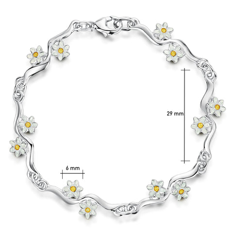 Daisies at Dawn 12-flower Enamel Bracelet by Sheila Fleet Jewellery