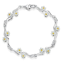 Daisies at Dawn 12-flower Enamel Bracelet by Sheila Fleet Jewellery
