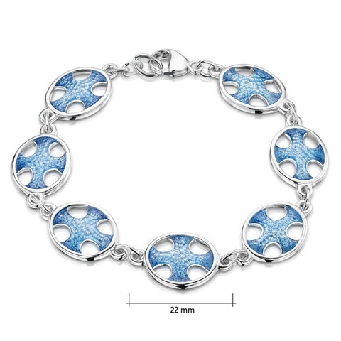 Cross of the Kirk Silver 7-link Bracelet in Cool Slate Enamel by Sheila Fleet Jewellery