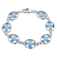 Cross of the Kirk Silver 7-link Bracelet in Cool Slate Enamel by Sheila Fleet Jewellery
