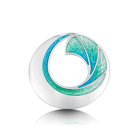 Atlantic Breaker Brooch in Shallows Enamel by Sheila Fleet Jewellery