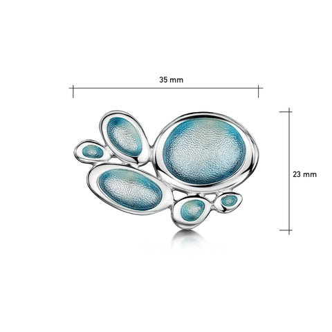 Shoreline Pebble Cluster Brooch in Blue Grey Enamel