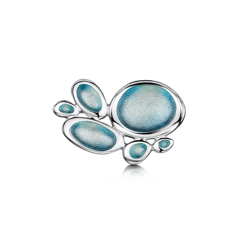 Shoreline Pebble Cluster Brooch in Blue Grey Enamel
