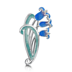 Bluebell Enamel Brooch in Sterling Silver