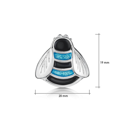 Bumblebee Sterling Silver Brooch in Blue Enamel by Sheila Fleet Jewellery