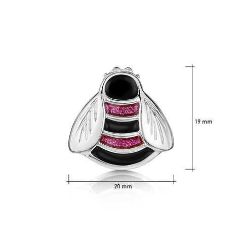 Bumblebee Sterling Silver Brooch in Hot Pink Enamel by Sheila Fleet Jewellery