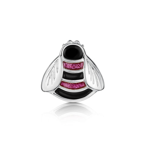 Bumblebee Sterling Silver Brooch in Hot Pink Enamel by Sheila Fleet Jewellery