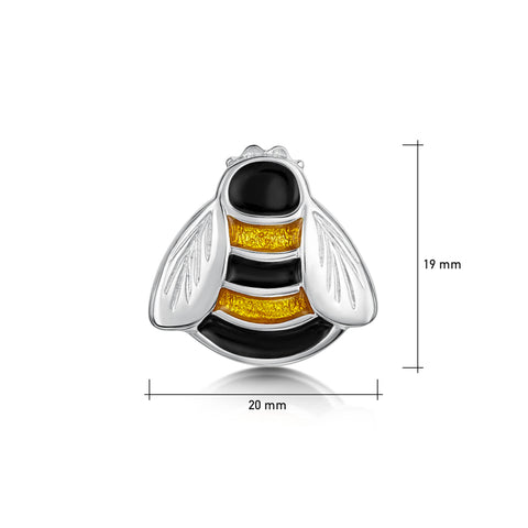 Bumblebee Enamel Brooch in Sterling Silver