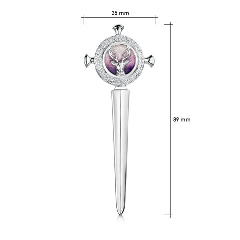 Stag’s Head Kilt Pin in Heather Enamel by Sheila Fleet Jewellery