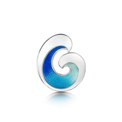 Wave Silver Brooch in Light Ocean Enamel by Sheila Fleet Jewellery