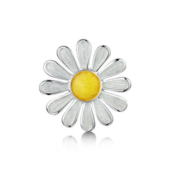 Daisies at Dawn Enamel Brooch in Sterling Silver