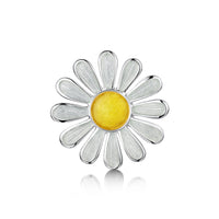 Daisies at Dawn Enamel Brooch in Sterling Silver