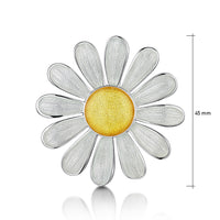 Daisies at Dawn Large Enamel Brooch in Sterling Silver