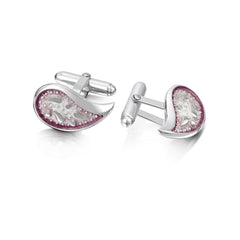 Paisley Leaf Enamel Cufflinks in Champagne Enamel by Sheila Fleet Jewellery
