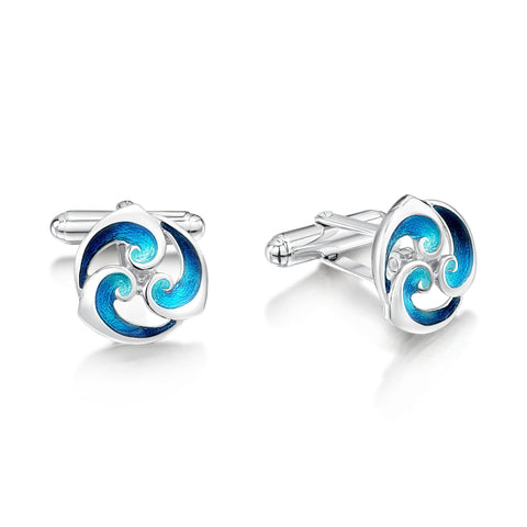 Breckon Enamel Cufflinks in Sterling Silver by Sheila Fleet Jewellery
