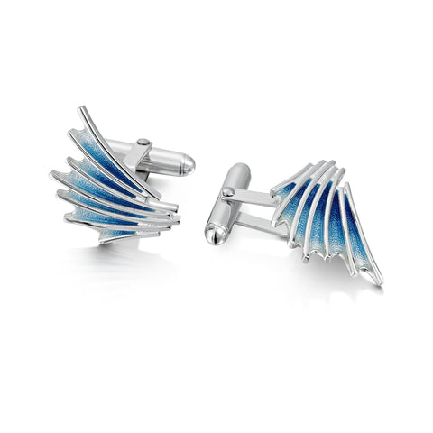Cascade Enamel Cufflinks in Sterling Silver by Sheila Fleet Jewellery