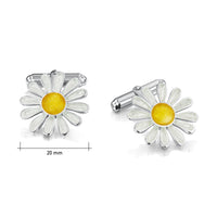 Daisies at Dawn Enamel Cufflinks in Sterling Silver by Sheila Fleet Jewellery
