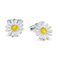 Daisies at Dawn Enamel Cufflinks in Sterling Silver by Sheila Fleet Jewellery