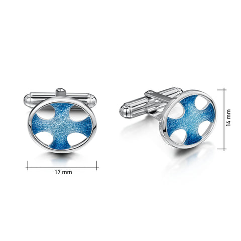 Cross of the Kirk Silver Cufflinks in Cool Slate Enamel by Sheila Fleet Jewellery