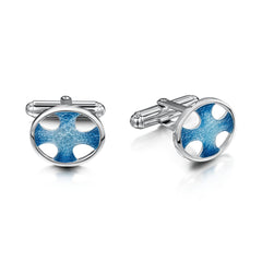 Cross of the Kirk Silver Cufflinks in Cool Slate Enamel by Sheila Fleet Jewellery