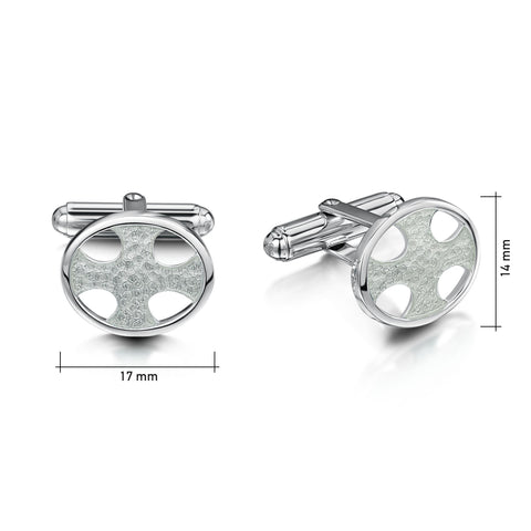 Cross of the Kirk Silver Cufflinks in Crystal Enamel by Sheila Fleet Jewellery