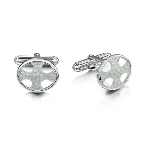 Cross of the Kirk Silver Cufflinks in Crystal Enamel by Sheila Fleet Jewellery