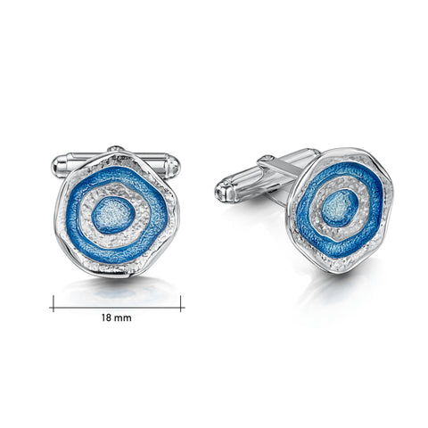 Brodgar Eye Enamelled Cufflinks in Sterling Silver