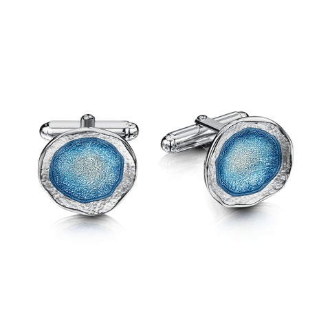 Lunar Sterling Silver Enamel Cufflinks by Sheila Fleet Jewellery