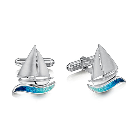 Orkney Yole Cufflinks in Tempest Enamel by Sheila Fleet Jewellery